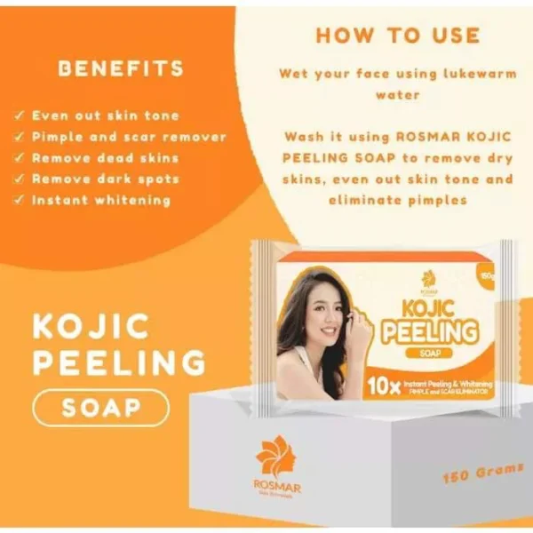 PCS ROSMAR Kojic Peeling Soap 150g | Whitening and Scar Remover Soap Best Seller - Image 4